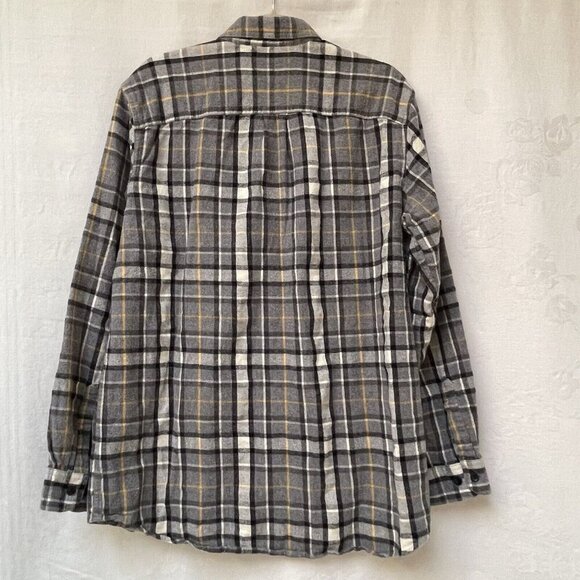 LL Bean Shirt Mens Large Tall Gray Plaid Flannel Button Up Long Sleeve Casual - Picture 3 of 9